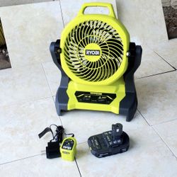 RYOBI 18V Whisper Series Bucket Top Misting Fan KIT