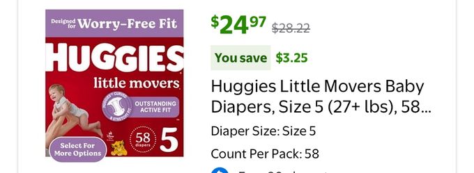 Huggies size 5 58pk