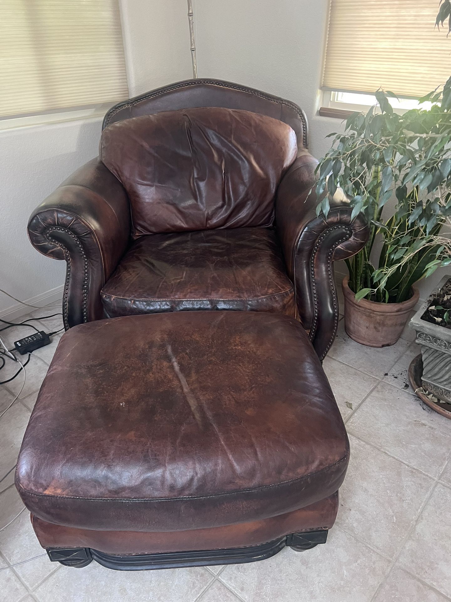 Leather Chair With Ottoman Excellent Condition