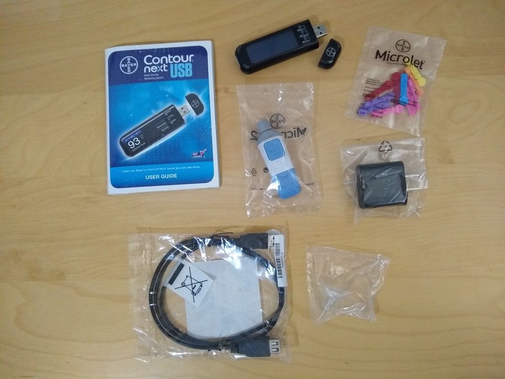 Sealed Bayer Microlet 2 Lancing Device w 10 Lancets, USB Glucose Meter