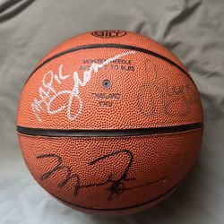 Michael Jordan; Larry Bird, Magic Johnson Signed Basketball 