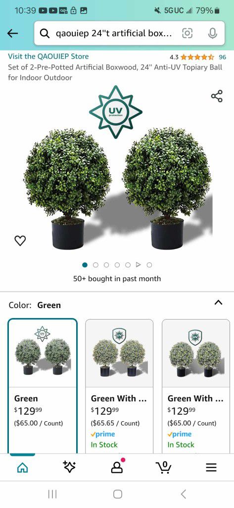 2 Decorative Artificial Plants, New