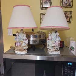  SUPER NICE  Set Of  ANTIQUE  VICTORIAN TABLE LAMPS 