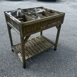 Wooden 8 Pocket Elevated Raised Bed Planter Herb Garden! Some wear Sturdy!  31x23x32in 