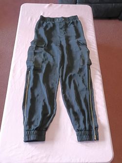 Fashion Nova Black Cargo Joggers with Gold Zippers Sz. XS