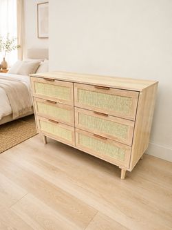 6 drawer rattan dresser