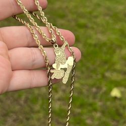 Brand New 10k Gold Rope Chain And 10k Gold Spider-Man Pendant