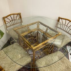 Vintage MCM Glass Table And Chairs