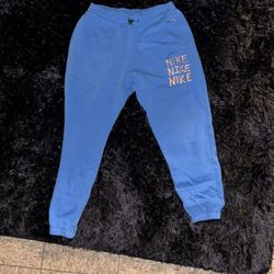 Royal Blue Triple Logo Nike Sweatpants, Size Medium, Pulled out Drawstrings