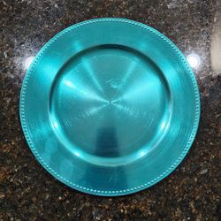 6-Pack 13" Royal Turquoise Acrylic Beaded Charger Plates


