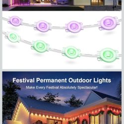 Luces permanentes para exteriores de 150 pies para casa, luces LED RGB inteligentes  con control remoto de aplicación, IP67 impermeable, a