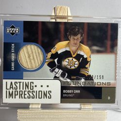 Bobby Orr 2002 Upper Deck Foundations Lasting Impressions. Game Used Stick Limited Print /150. Please see condition in Description.