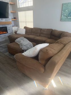 Large Brown Microfiber Sectional Sofa