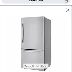 New In Box LG Stainless Steel Refrigerator With Bottom Freezer