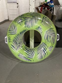 Patched - Small 36” Green and Clear Inflatable Round Pool Float Tube Donut Raft