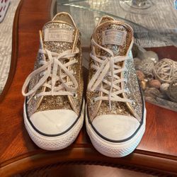 Gold Glitter Womens Converse All Star Size 10
