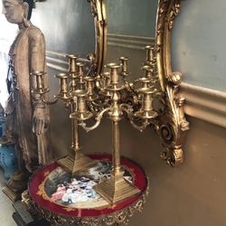 VINTAGE BRASS CANDELABRAS 20 Inches Tall 15 Wide 