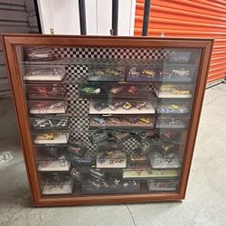Collectible, Cars And Display Case Together