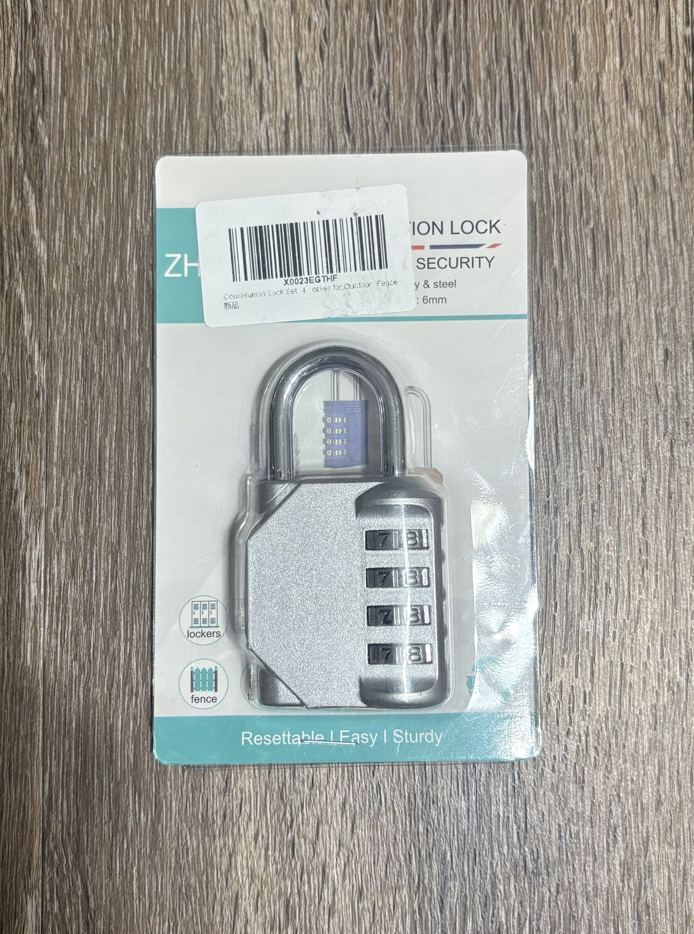 Combination Lock 4 Digit Re-settable 