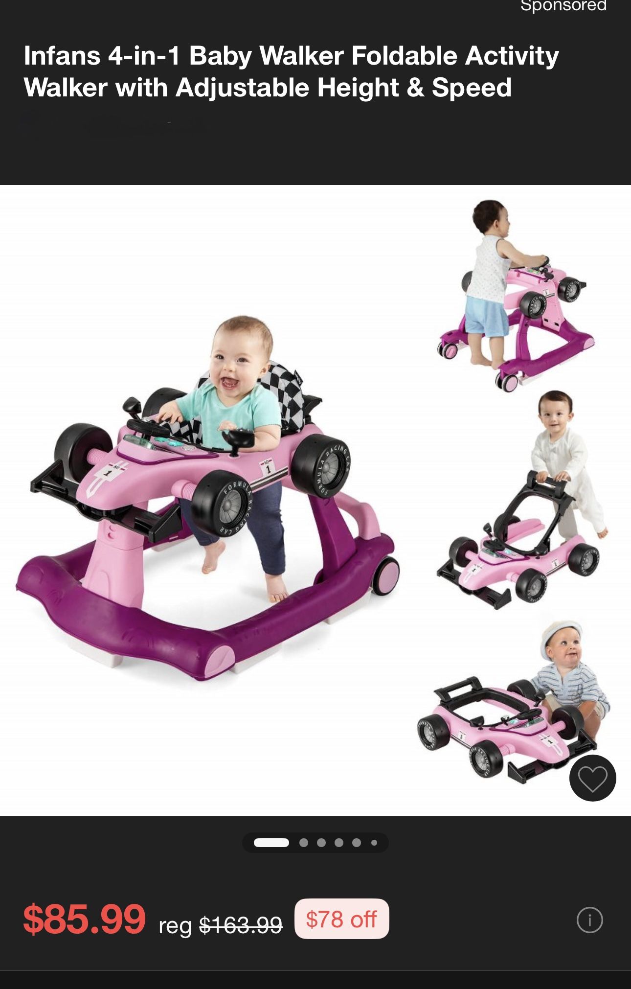 Baby Walker 4 in 1 Activity walker whit adjustable height and speed