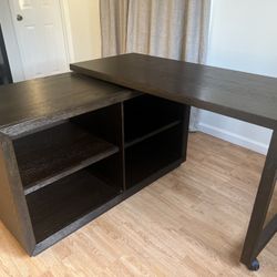 Espresso Wood Shelve/Desk Swivel. 