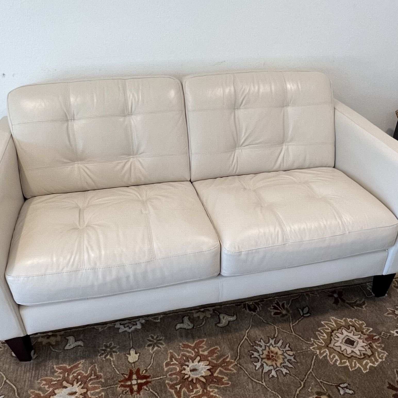 100% Natuzzi 3 piece ivory leather sofa set