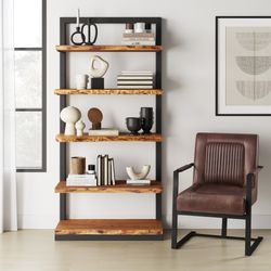 Maguire Dark Sienna Leather Sled Chair