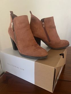 Call It Spring Kokes Women’s US 10 Brown Suede Ankle Booties Round Toe Zip