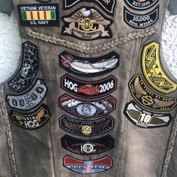 Leather Harley Davidson Style Motorcycle Biker Vest 