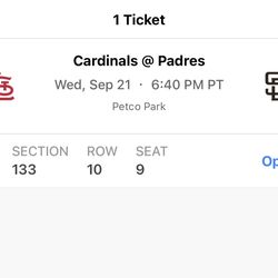 Padres Game Ticket 