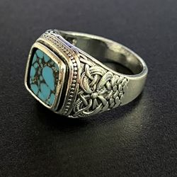 Silver And Turquoise Mens Ring