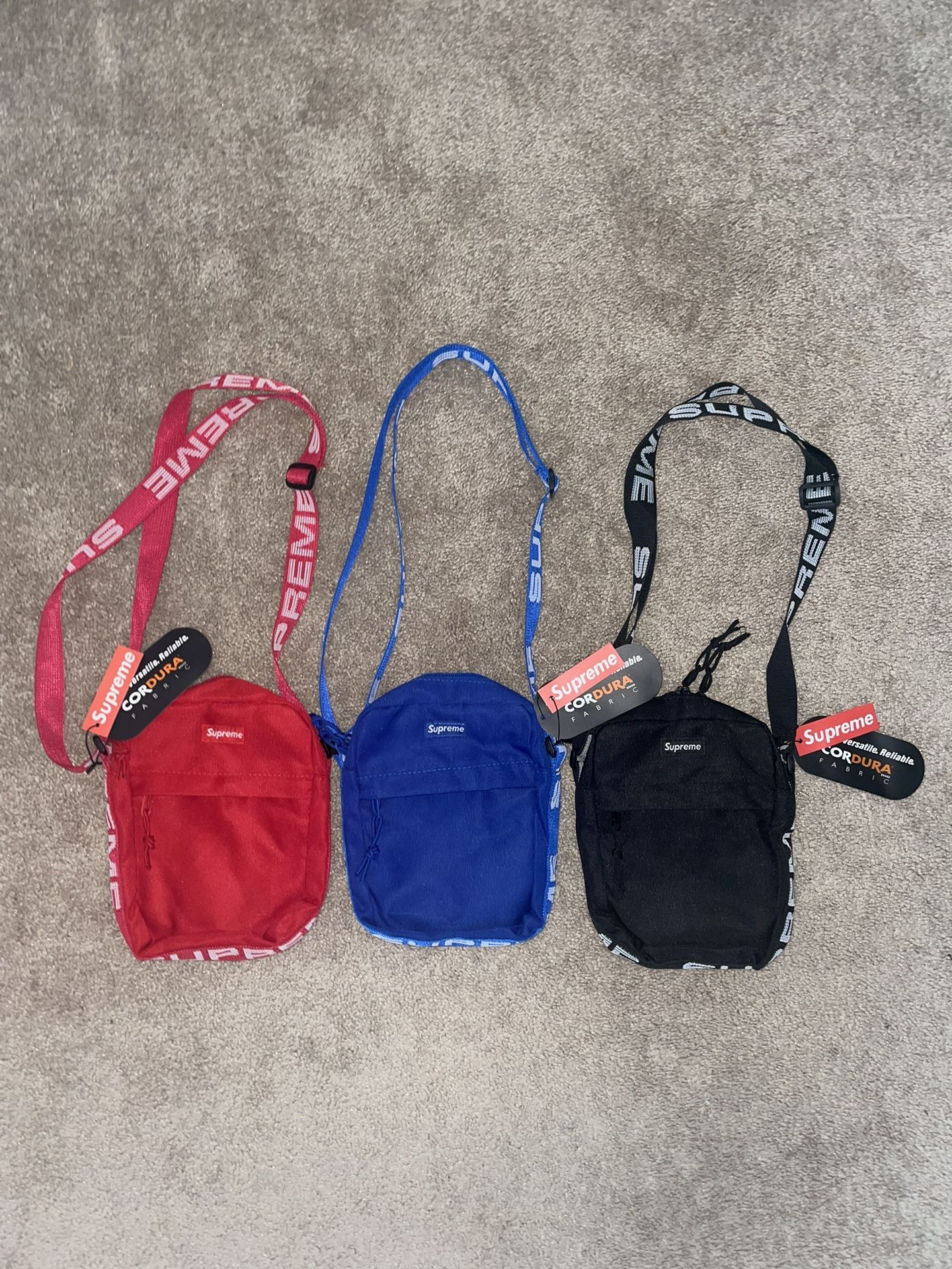 Supreme SS18 Shoulder bag red, blue, and black