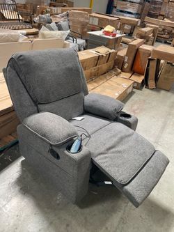 Gray Fabric Power Recliner Chair with Massage