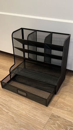 Marbrasse Mesh Pen Holder for Desk, Multi-Functional Pencil Organizer with Drawer, Desk Organizers a