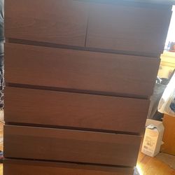 Modern Dark Wood 6-Drawer Dresser