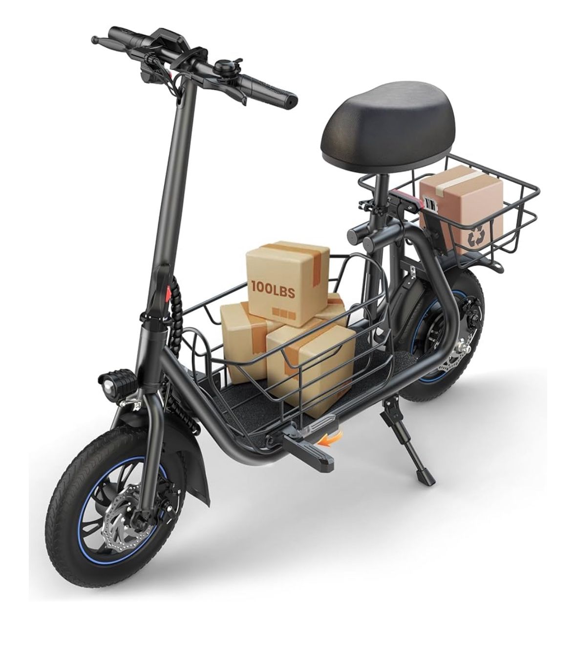 Electric Scooter With Seat And Phone Holder