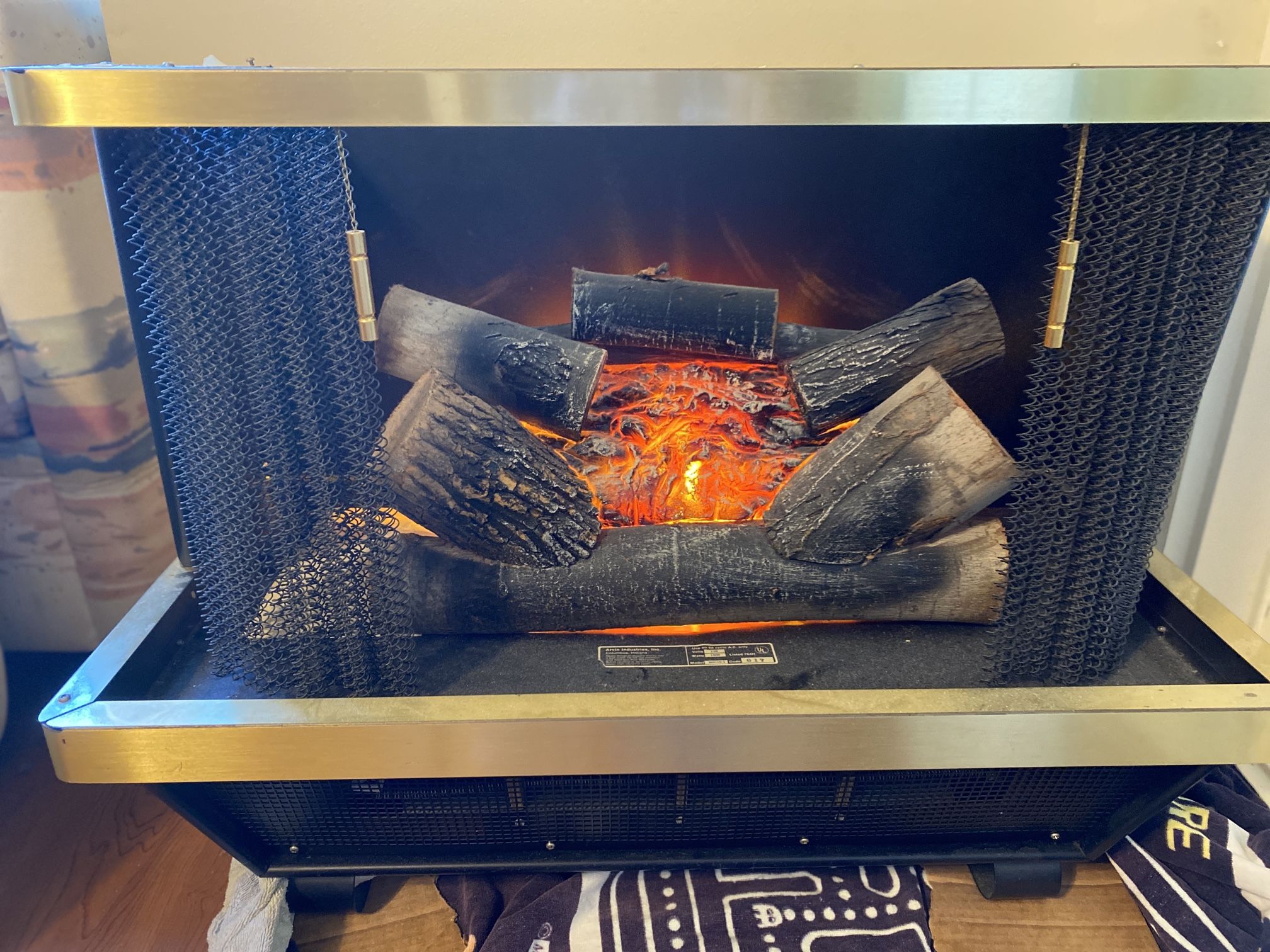 Mid-Century Electric Fireplace Vintage 1970s