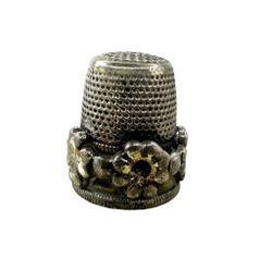 Sterling Silver Vintage Thimble With Flower Trim