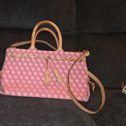 Dooney & Bourke Pink Tassle Tote Satchel Bag