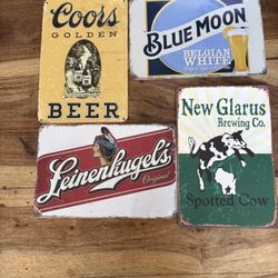 Vintage-Style Beer Tin Signs – Coors, Blue Moon, Leinenkugel’s, Spotted Cow