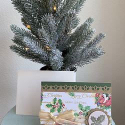 HAND CRAFTED Christmas Card Holly Berries 3D Holiday Art Red Green Gold White