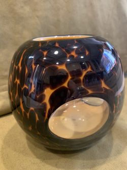 Leopard blown glass candle holder