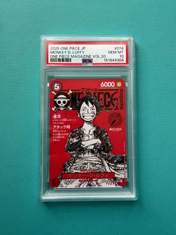 One Piece Monkey D. Luffy PSA 10 Gem Mint Card
