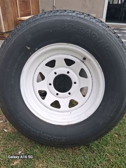 Spare tire for truck or trainer.