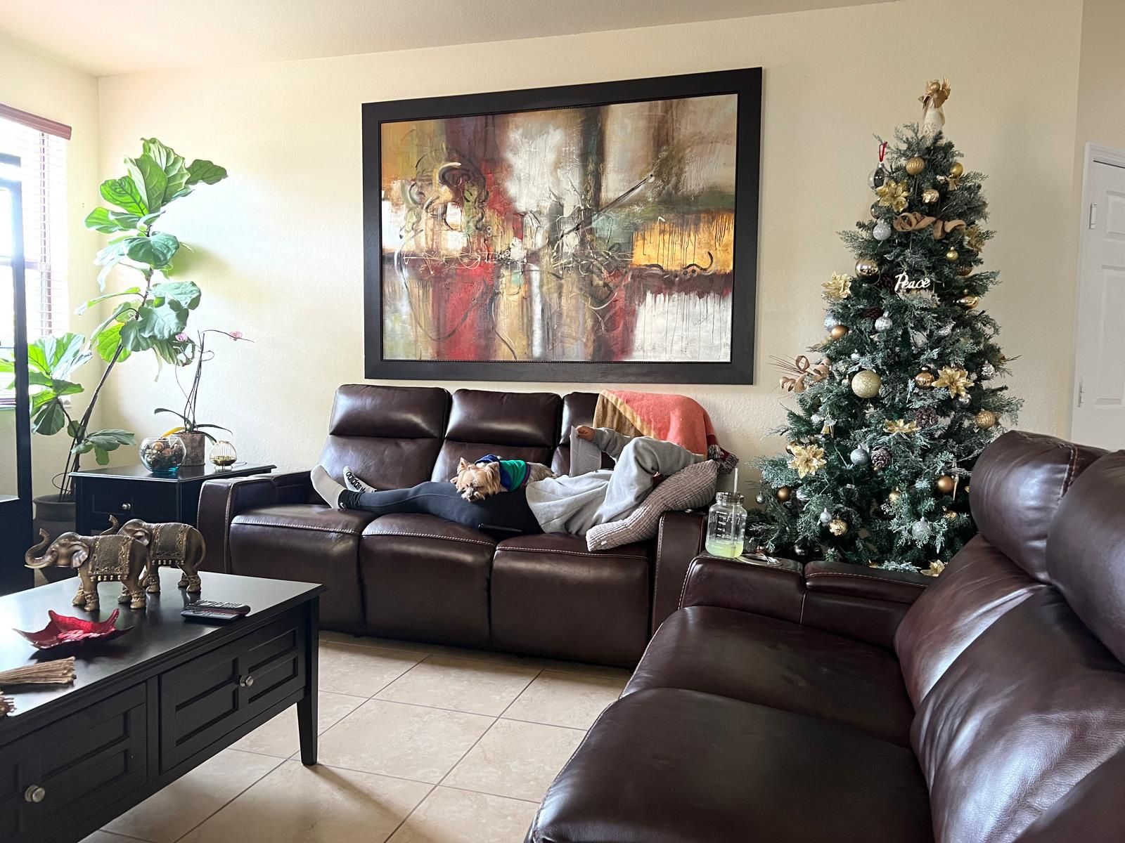 2 Brown Power Reclining Sofas