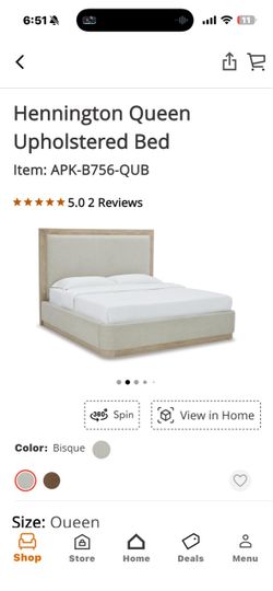 Hennington Queen Upholdstered Bed , Queen Bed Frame