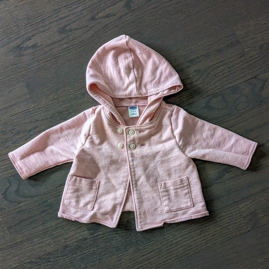 Old Navy Girl's Buttoned Top Cardigan Hoodie, Dusty Pink 0-3 Months