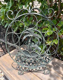 Pier 1 Wrought Iron Palm Tree & Elephant Wine Bottle Rack