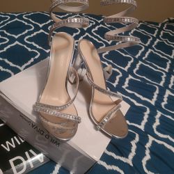 Silver Ankle Heels