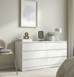 IKEA White 6-Drawer Double Dresser & 2 Drawer nightstand